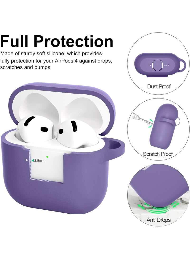 QIRG Silicone Protective Case Cover for AirPods 4/Airpods 4 ANC with Keychain (Louran Purple) - Image 4